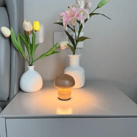 Wooden Mushroom Lamp