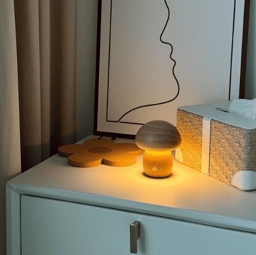 Wooden Mushroom Lamp