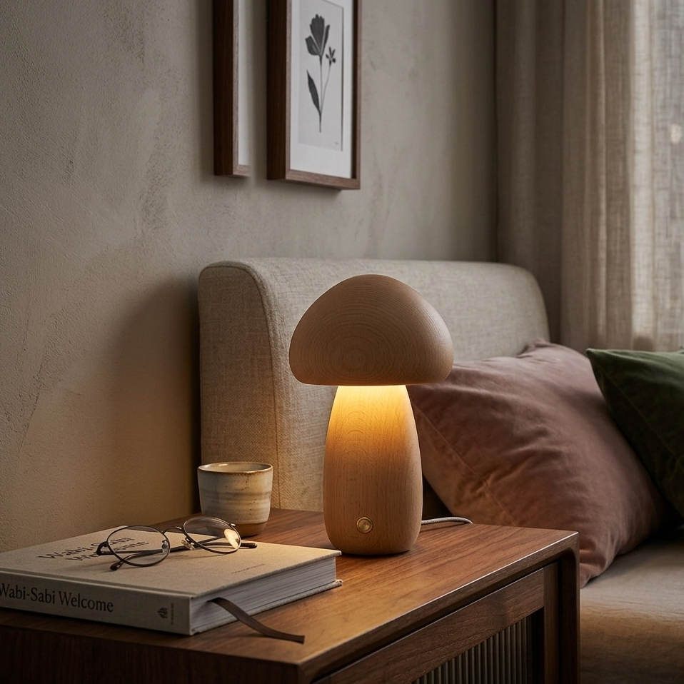 Wooden Mushroom Lamp