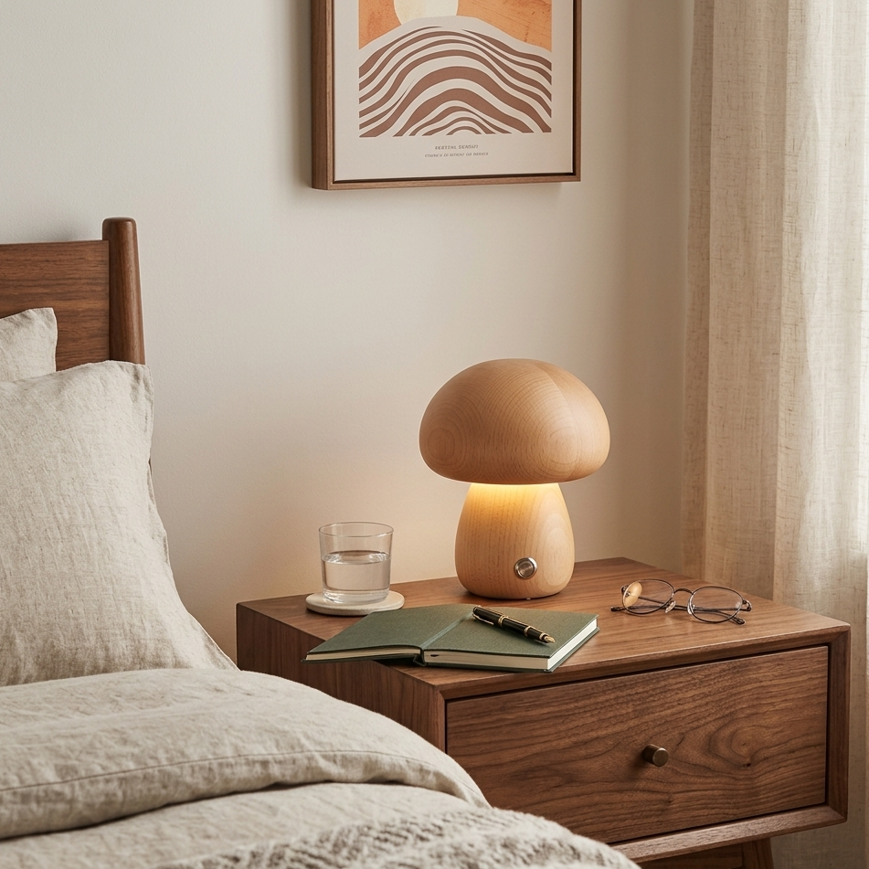 Wooden Mushroom Lamp