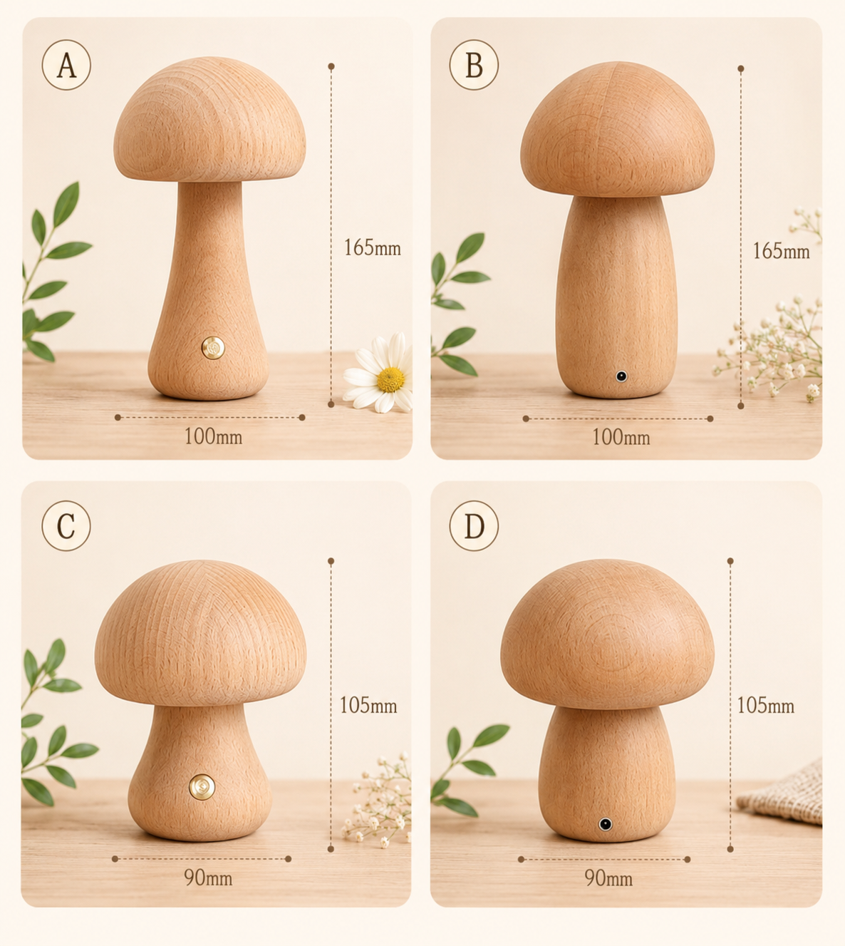 Wooden Mushroom Lamp