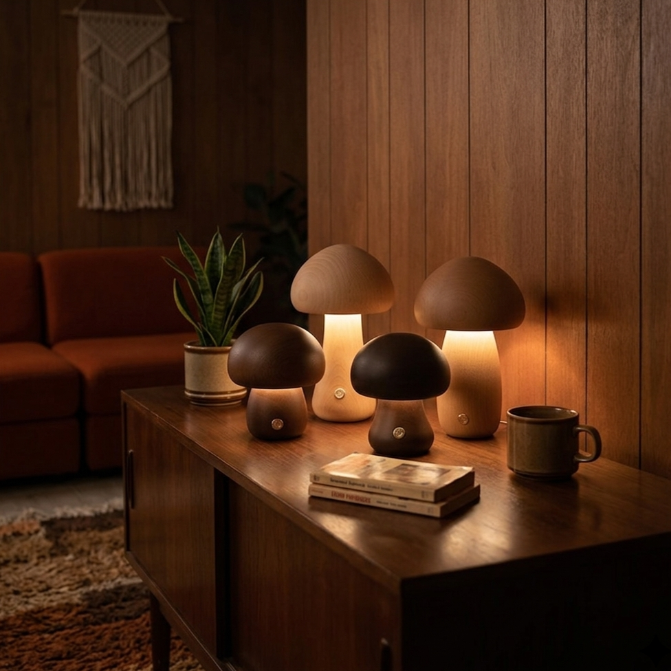 Wooden Mushroom Lamp