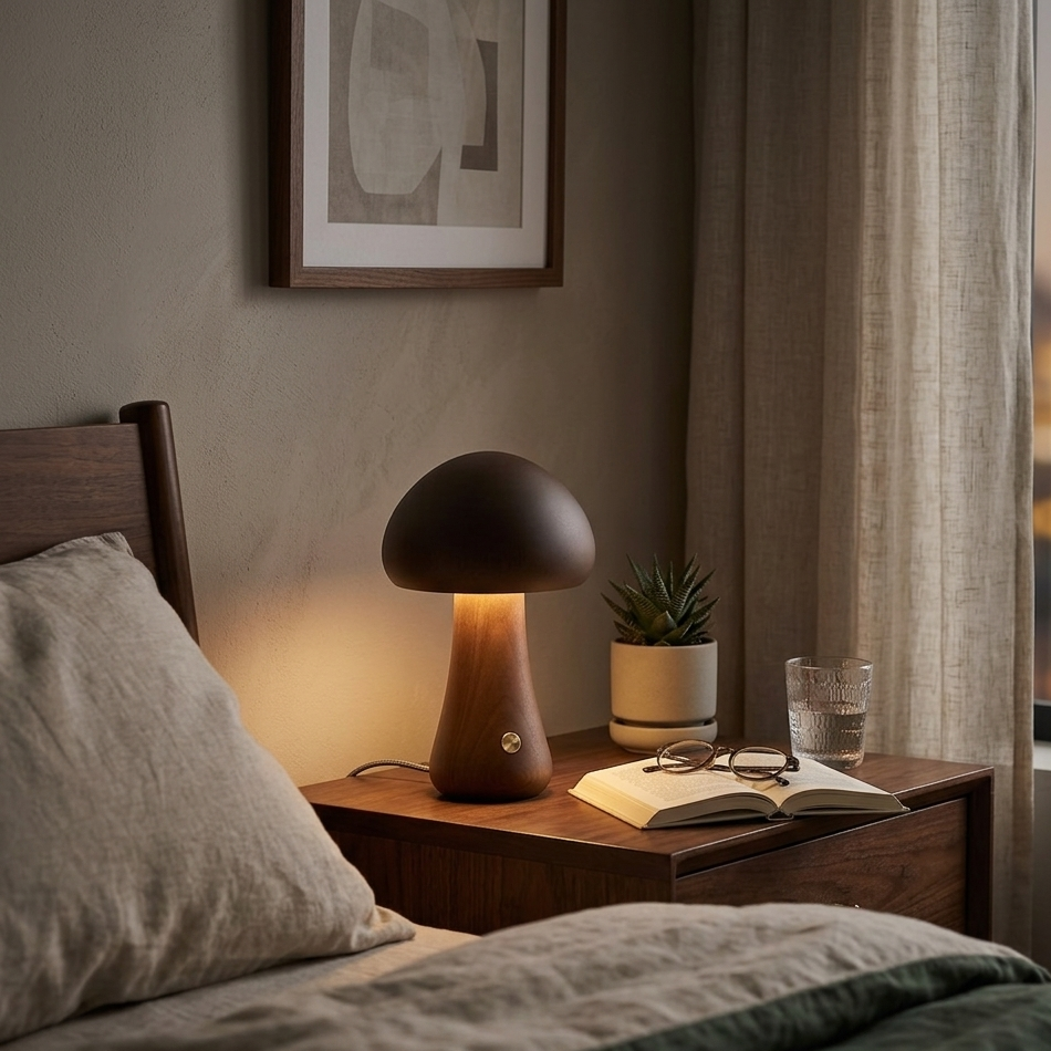 Wooden Mushroom Lamp