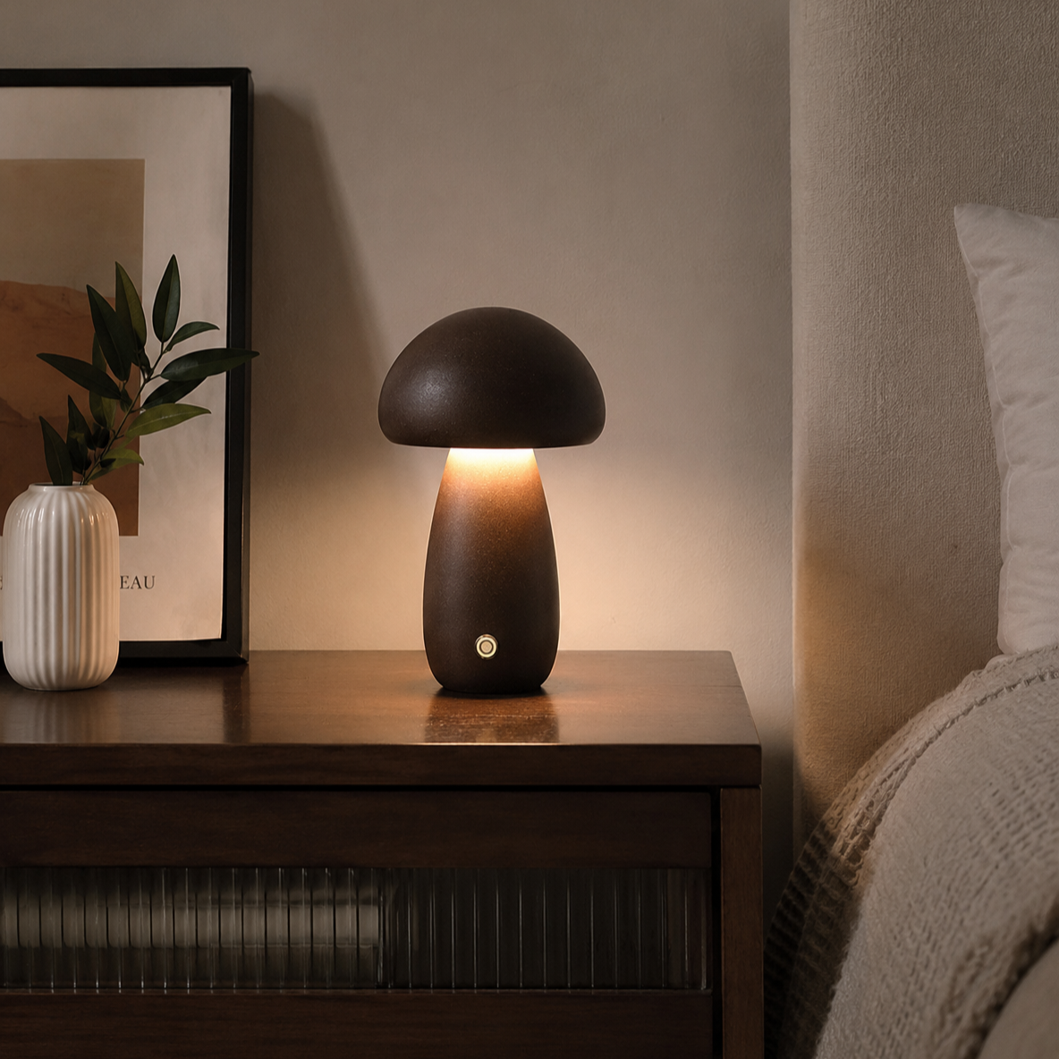 Wooden Mushroom Lamp