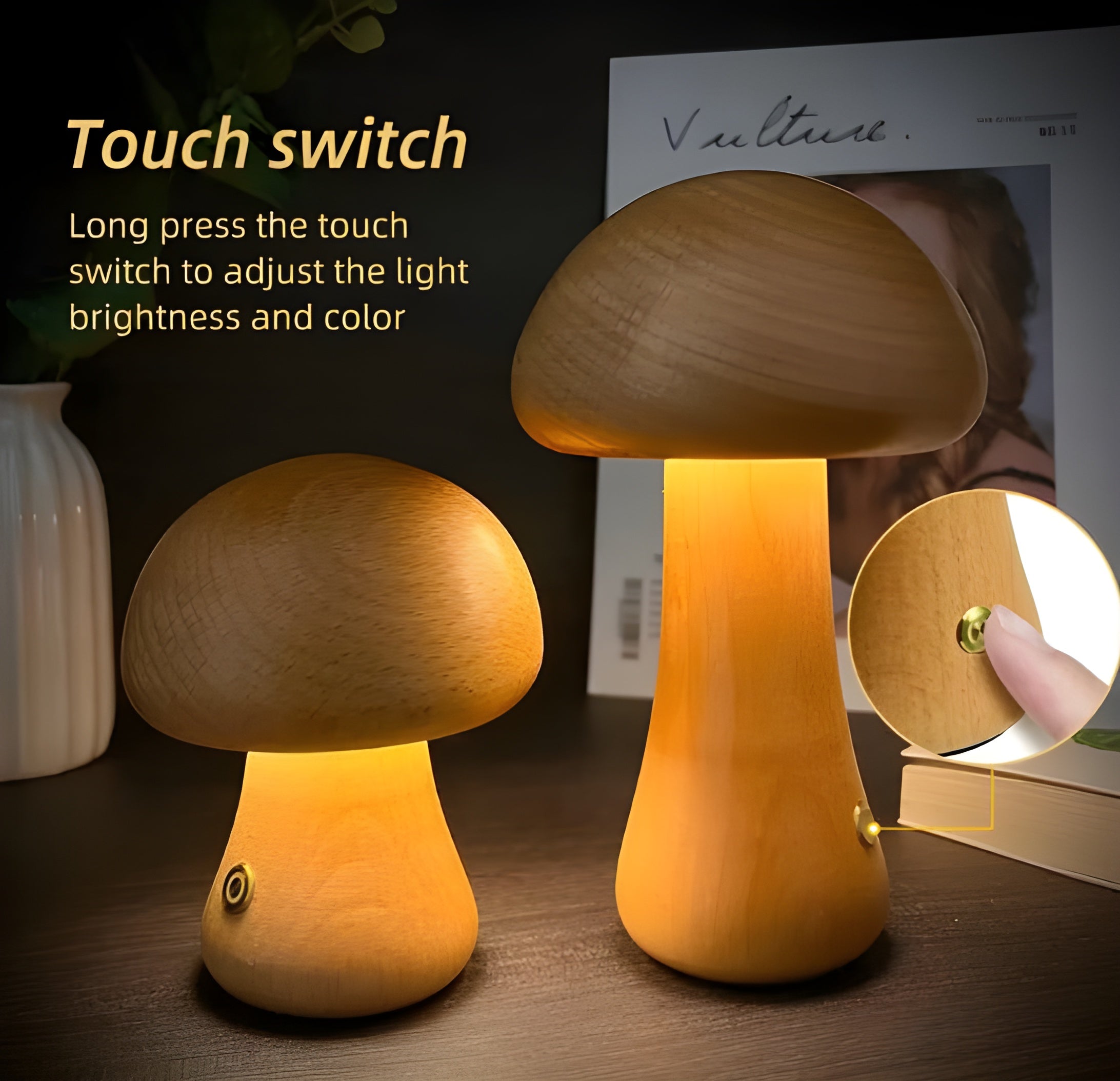 Wooden Mushroom Lamp