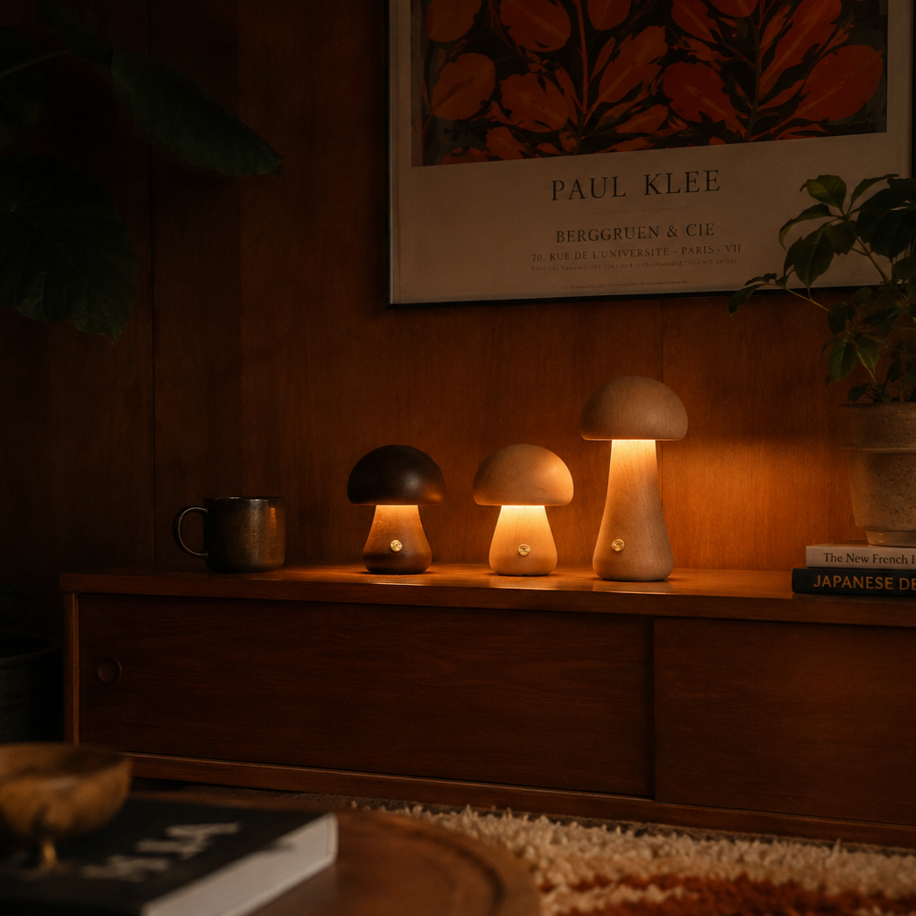 Wooden Mushroom Lamp