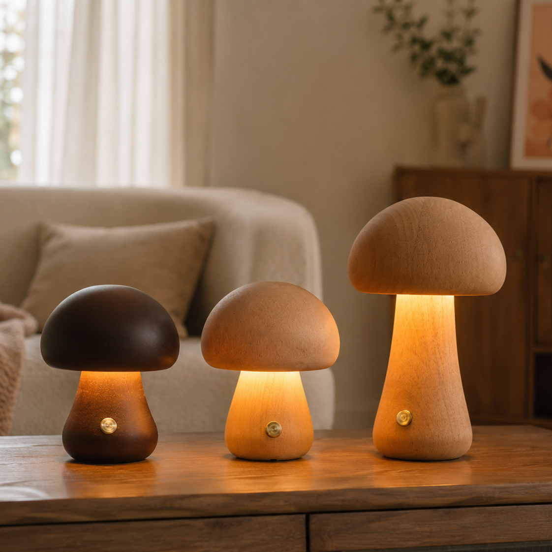 Wooden Mushroom Lamp